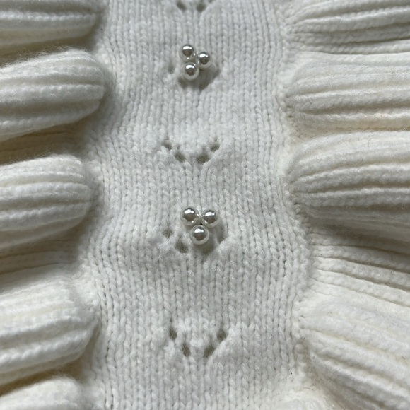ZARA Wool Blend Pearl Ruffle Sweater size medium - Picture 8 of 12